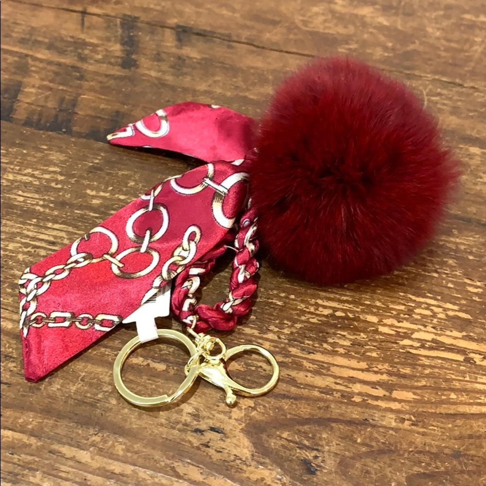 Action Imports Puff Silk Tied Gold Keychain NEW